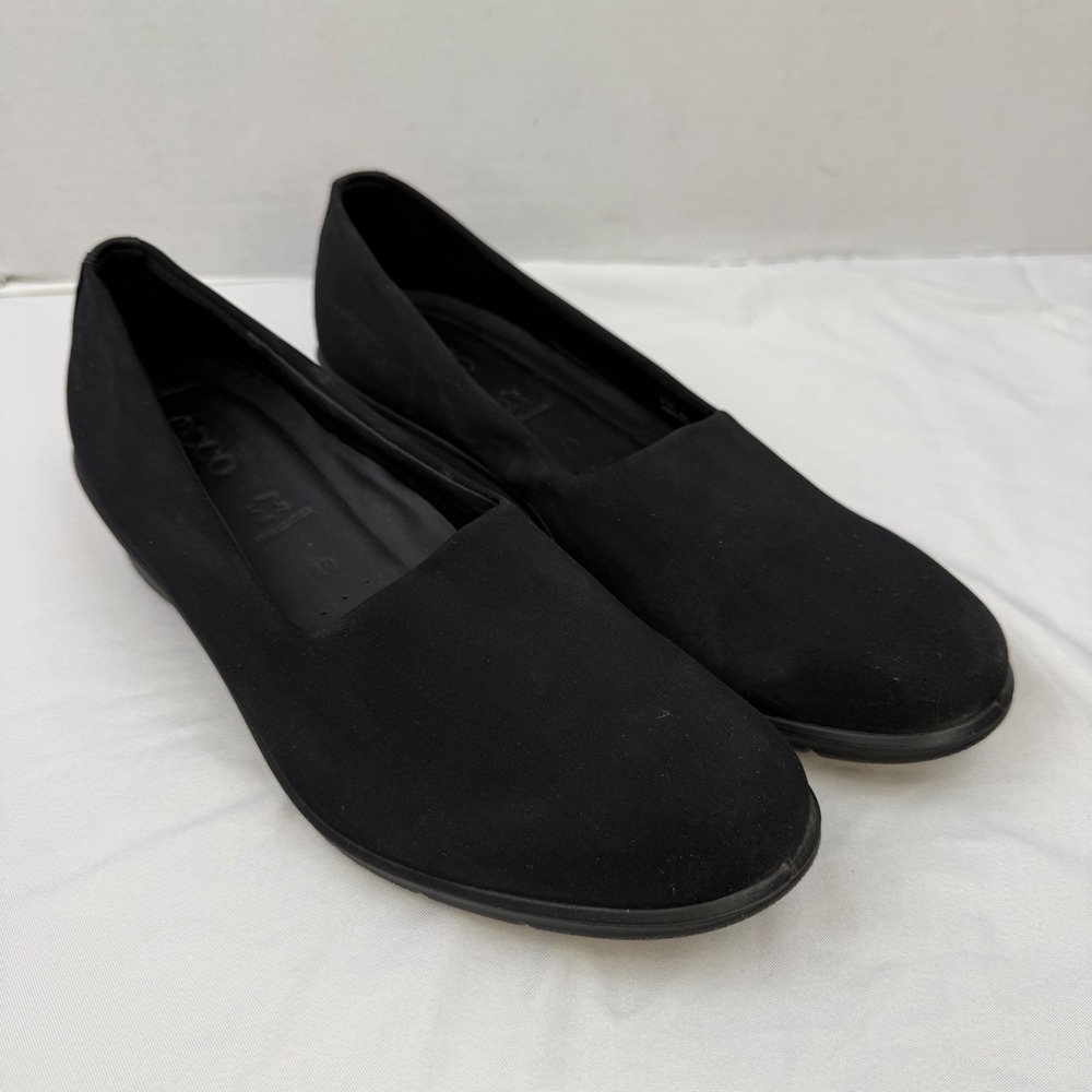 ECCO Black Wedge‎ Pumps Women Size 40 US 9-9.5 Low Heel Slip On Round Toe Shoes